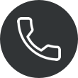 Simple white phone handset icon on a dark background. Indicates contact or customer support options.