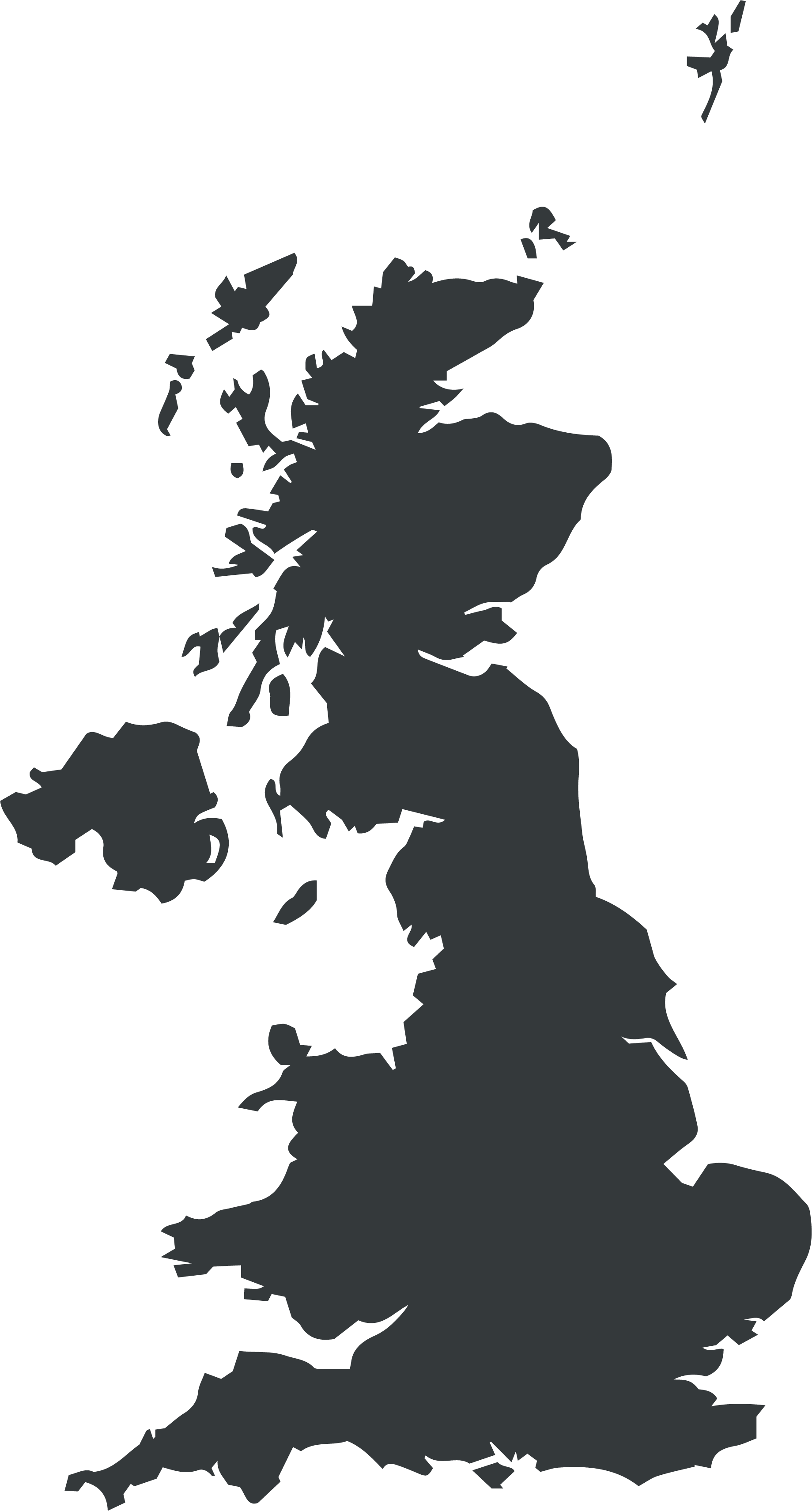 UK map grey schmidt Simplified silhouette map of the United Kingdom in dark grey, used for location or franchise reference. Ideal for marking Schmidt kitchen showroom areas across the UK.