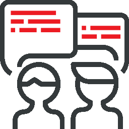 Illustration of two heads with dialogue boxes, representing effective communication or client consultation. Commonly used to highlight personalised customer service or one-to-one support.