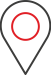 A location pin outlined in black with a red circle in the centre. The symbol represents place, destination, or store location.