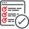 Web-style interface with multiple checklist items marked with red ticks. Represents structured processes, task completion, and operational clarity.